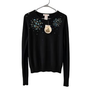 NWT Vintage Preston & York‎ Angora \ Beaded Christmas Sweater L Deadstock 2005